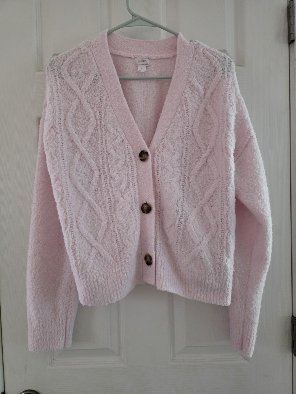Auden Pale Pink Cable Knit Button Cardigan